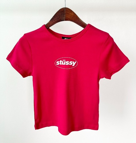 스투시 AU(호주) SOUL RIB 슬림핏 크롭 티셔츠 ST121000 라즈베리 WOMENS