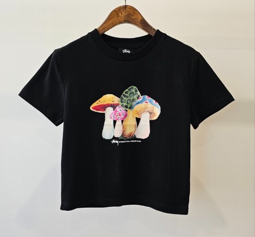 스투시 AU(호주) 머쉬룸 슬림핏 크롭 티셔츠 ST131003 블랙 WOMENS