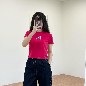 스투시 AU(호주) 크롭 티셔츠 ST136001 라즈베리 핑크 WOMENS