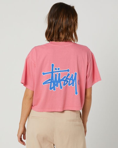 스투시 AU(호주) 그래피티 아웃라인 박시 티셔츠 ST126004 콘페티 핑크 WOMENS  ​