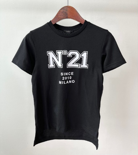 22FW N21 키즈 트임 티셔츠 N21381 N0153 블랙 8,10Y  ​