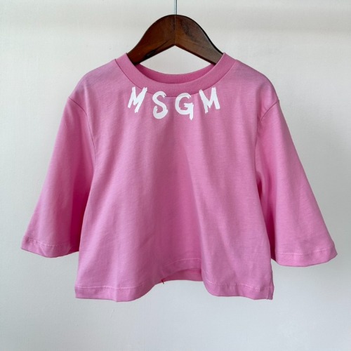 23SS MSGM 키즈 크롭 티셔츠 MS029339 핑크 Girls 8,10,12,14A