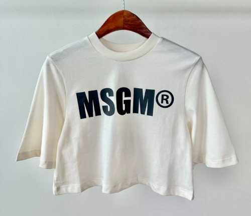 23SS MSGM 키즈 크롭 티셔츠 MS029517 크림 Girls 8,10,14A