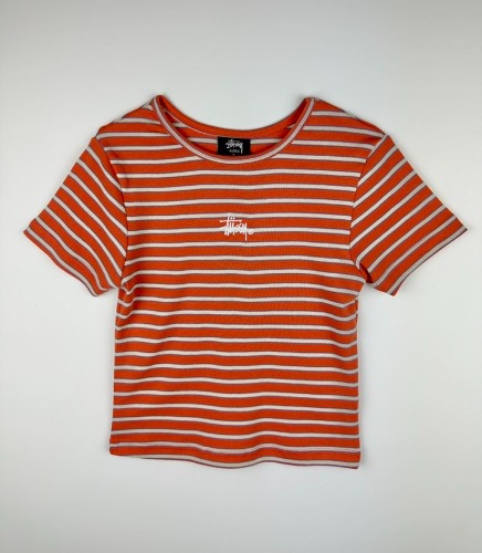스투시 AU(호주) VENICE STRIPE BABY 슬림 크롭 티셔츠 ST123102 만다린 WOMENS