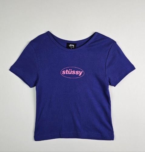 스투시 AU(호주) SOUL RIB 슬림핏 크롭 티셔츠 ST121000 브라이트 블루 WOMENS