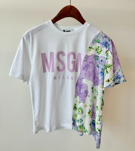 23SS MSGM 키즈 티셔츠 MS029440 화이트 Girls 10,12,14A