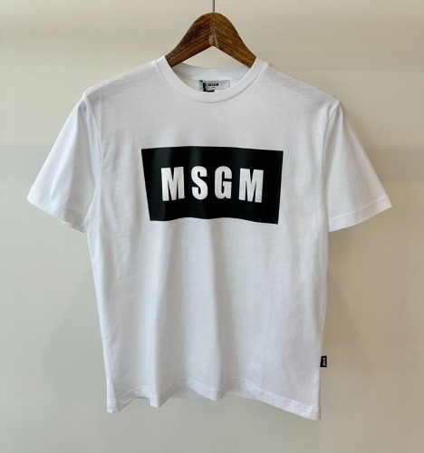 23FW MSGM 키즈 티셔츠 F3MSJUTH009 화이트/블랙 박스로고 8,10,12,14A