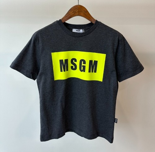23FW MSGM 키즈 티셔츠 F3MSJUTH010 그레이/네온 박스로고 8,10,12A