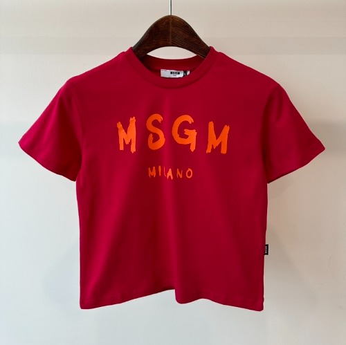 23FW MSGM 키즈 티셔츠 F3MSJUTH012 푸시아핑크/오렌지 로고 6A