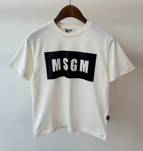 23FW MSGM 키즈 티셔츠 F3MSJUTH009 크림/블랙 박스로고 8,10,12,14A