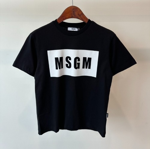23FW MSGM 키즈 티셔츠 F3MSJUTH009 블랙/화이트 박스로고 8,10,12,14A  ​
