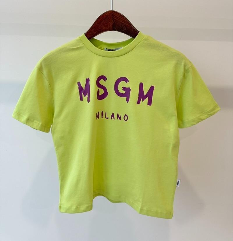 23SS MSGM 키즈 티셔츠 MS029315 라임/퍼플 로고 6,14A