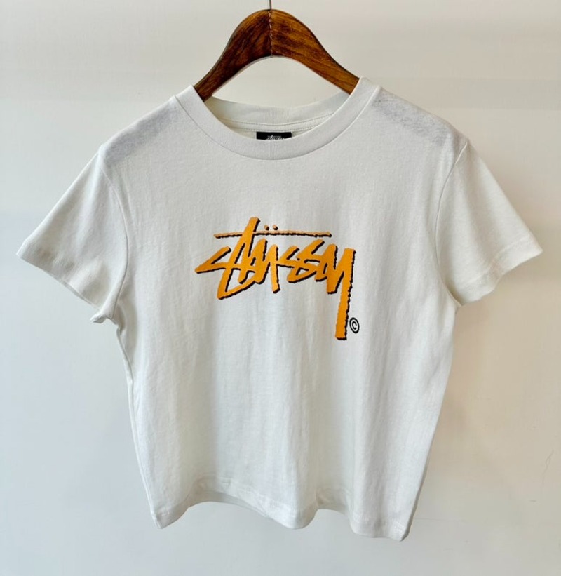 스투시 AU(호주) SHADOW 크롭 슬림 티셔츠 ST127000 워시드 화이트 WOMENS