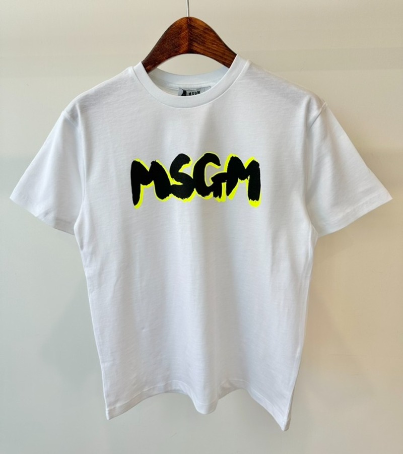 24SS MSGM 키즈 티셔츠 S4MSJBTH224 화이트 Boys 8,10,12,14A