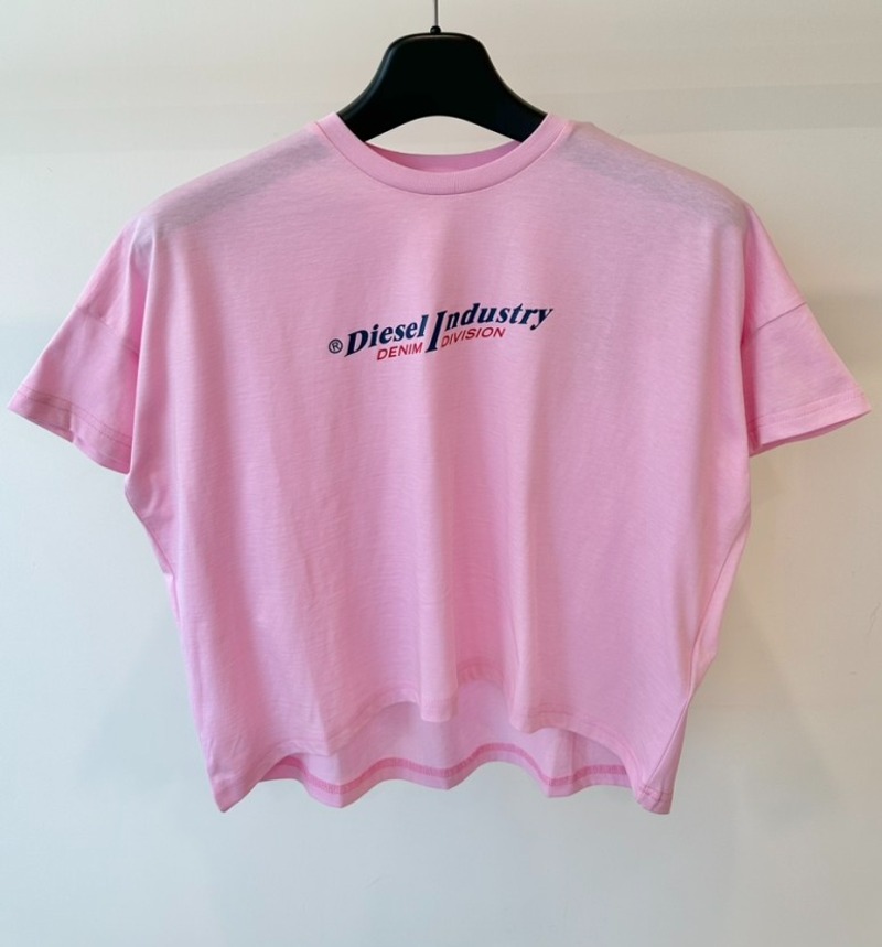23SS 디젤 키즈 크롭 오버핏 티셔츠 J01182-00YI9-K39G 핑크 Girls 10,12,14,16A