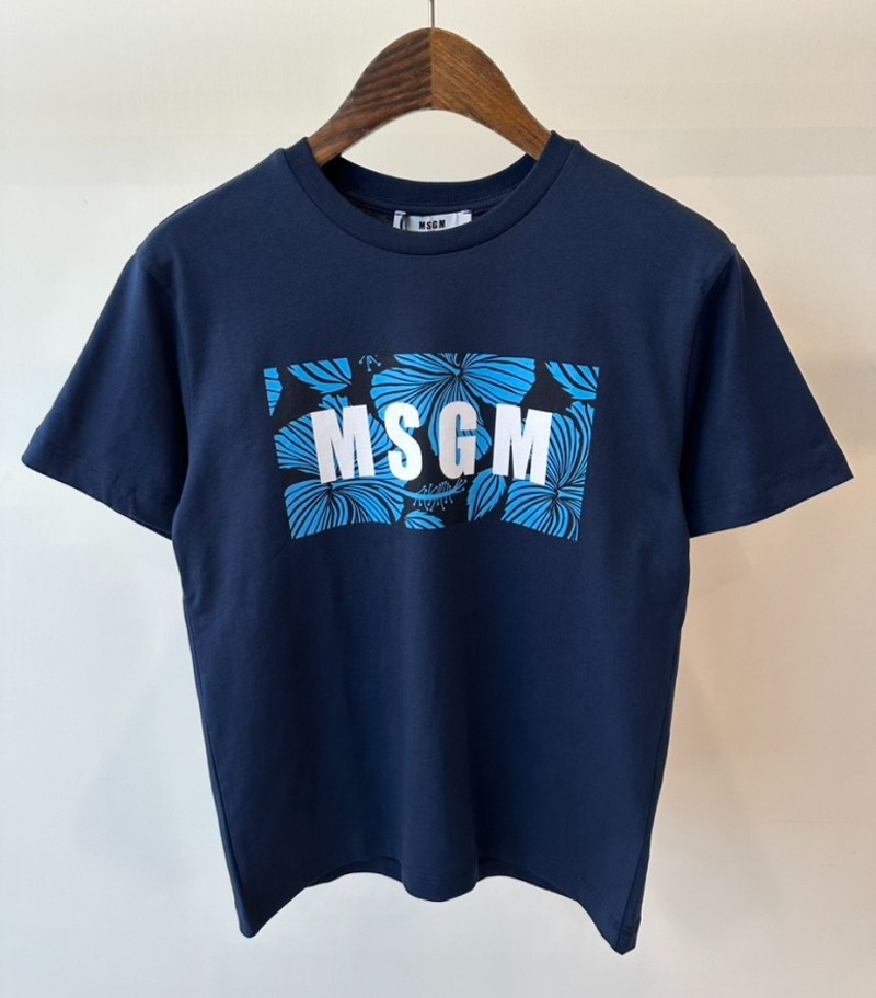 24SS MSGM 키즈 티셔츠 S4MSJBTH257 블루 네이비 Boys 8,10,12,14A